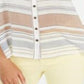 Style & Co Women's Cotton Striped Button up Top White Size Small