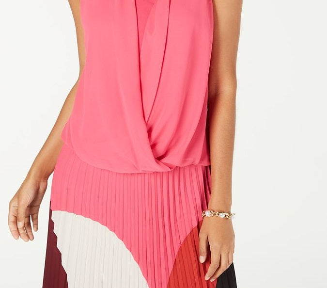 Alfani Women's Sleeveless Draped Front Top Pink Size Petite L