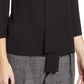 Anne Klein Women's Long Sleeve Tie Neck Top Black Size Small