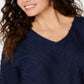 JM Collection Women's Wavy Texture Dolman Top Blue Size Petite Small
