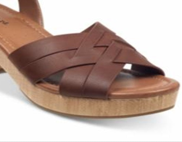 Indigo Rd. Women's Darsel Wood Platform Dress Sandals Brown Size 11 M
