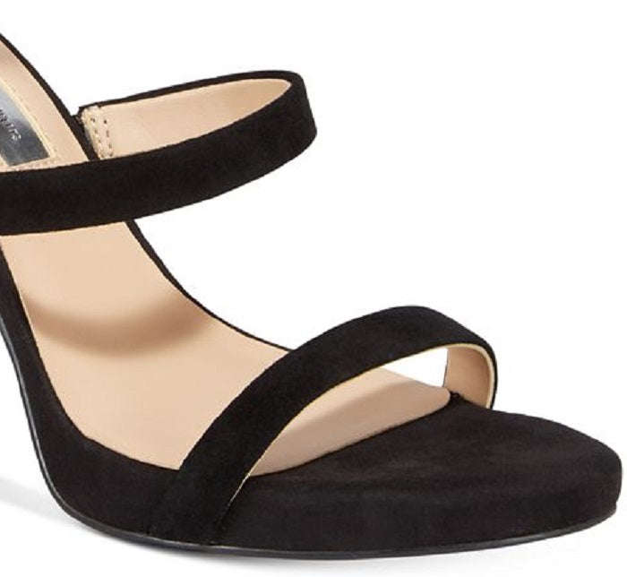 INC International Concepts Women's Sadiee Leather Open Toe Suede Shoes Black Size 8.5 M