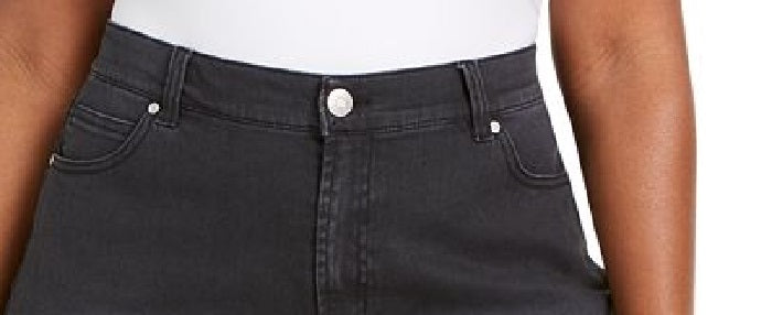 Celebrity Pink Women's Stretch Frayed Pocketed High Waist Shorts Black Size 20W