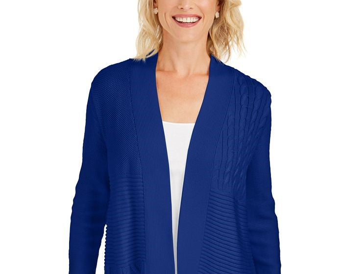 Charter Club Women's Patchwork Cardigan Cream Size X-Small