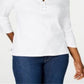 Karen Scott Women's Cotton Lace up Shirt White Size X-Small