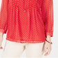 Tommy Hilfiger Women's Long Sleeve Bayview Dot Pintuck Top Red Size Small