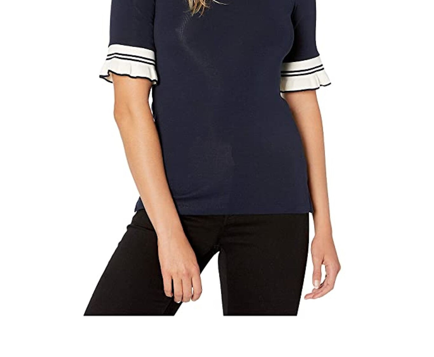 Ralph Lauren Women's Short Sleeve Jewel Neck Top Blue Size X-Large