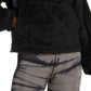 Free People Women's Faux Fur High Neck 1/4 Zip Pullover Black Size Large