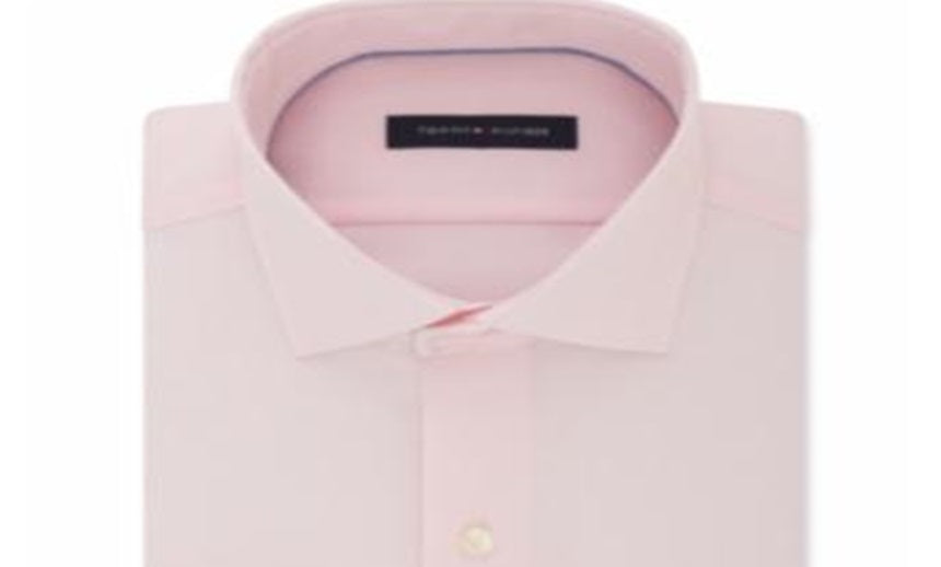 Tommy Hilfiger Men's Big & Tall Classic Regular Fit Non Iron Stretch Dress Shirt Pink Size 19X37-38