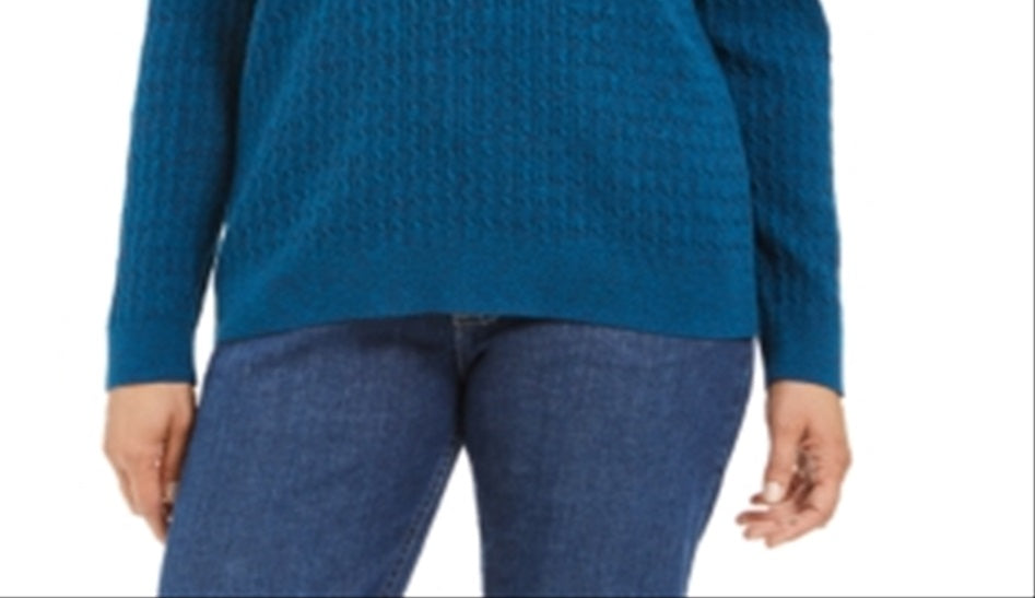 Karen Scott Women's Cable Knit Henley Sweater Blue Size X-Small