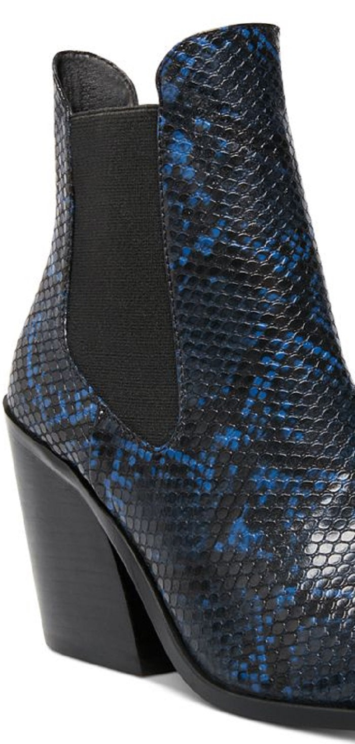 Steve Madden Women's Gail Leather Pointed Toe Chelsea Boots Blue Size 9 M