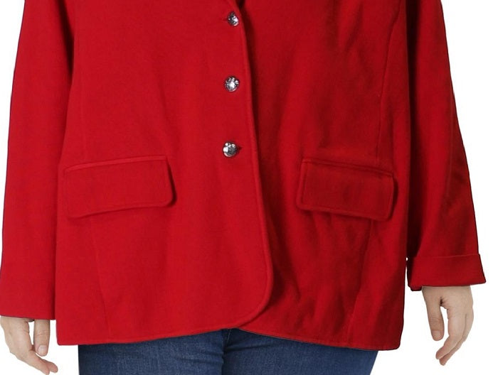 Ralph Lauren Women's Plus Sweater Knit Blazer Red Size 1X