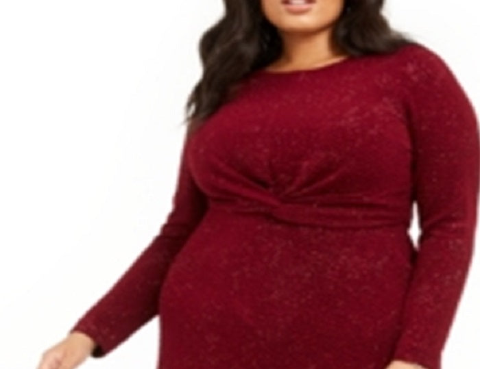 Alfani Women's Plus Twist Waist Dress Red Size 1X