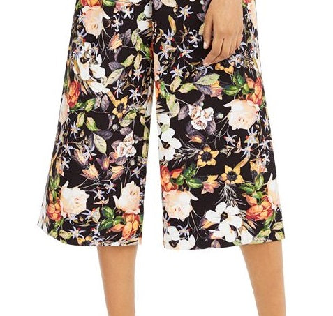 INC International Concepts Women's Printed Culottes Black Size 12
