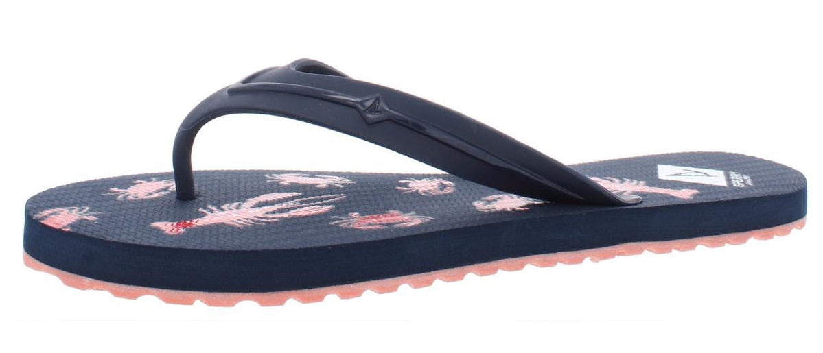 Sperry Women's Warf Lobster Print Slides Flip Flops Pink Size 7 M