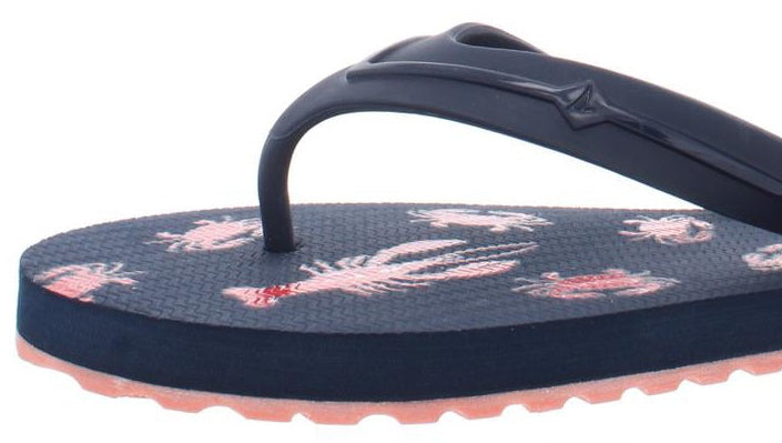 Sperry Women's Warf Lobster Print Slides Flip Flops Pink Size 10 M