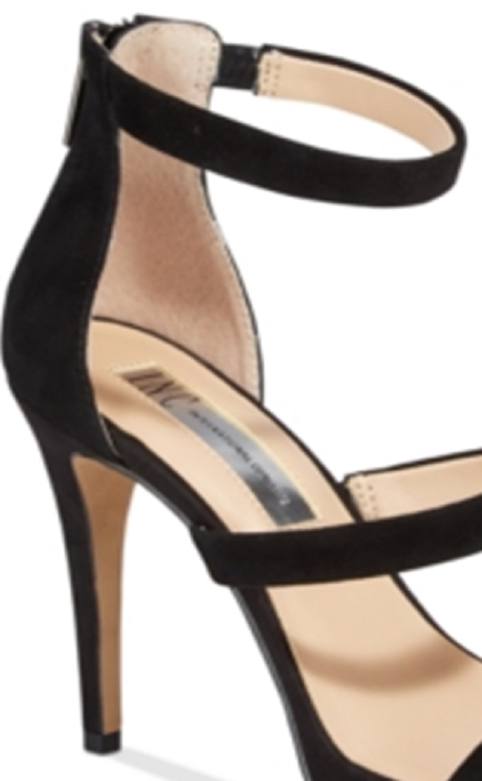INC International Concepts Women's Sadiee Strappy Dress Sandals Suede Black Size 10 M