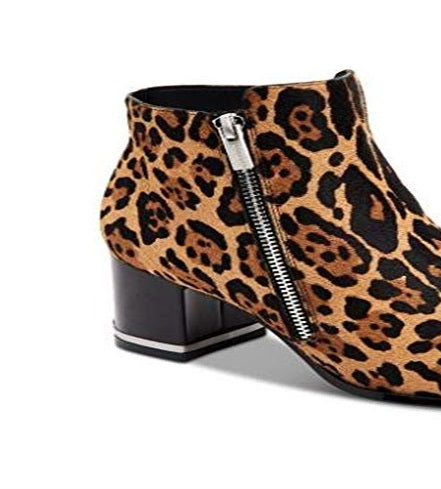 Calvin Klein Women's Fara Natural Winter Leopard Booties Brown Size 9 M