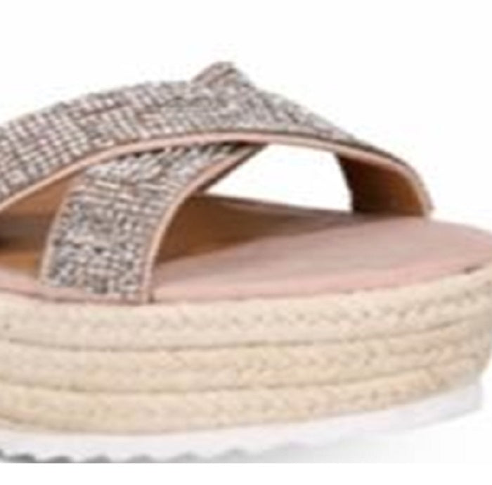 Material Girl Women's Mbrinnyf Cotton Open Toe Casual Platform Sandals Pink Size 7 M