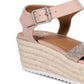 Material Girl Women's Mbrinnyf Cotton Open Toe Casual Platform Sandals Pink Size 7 M