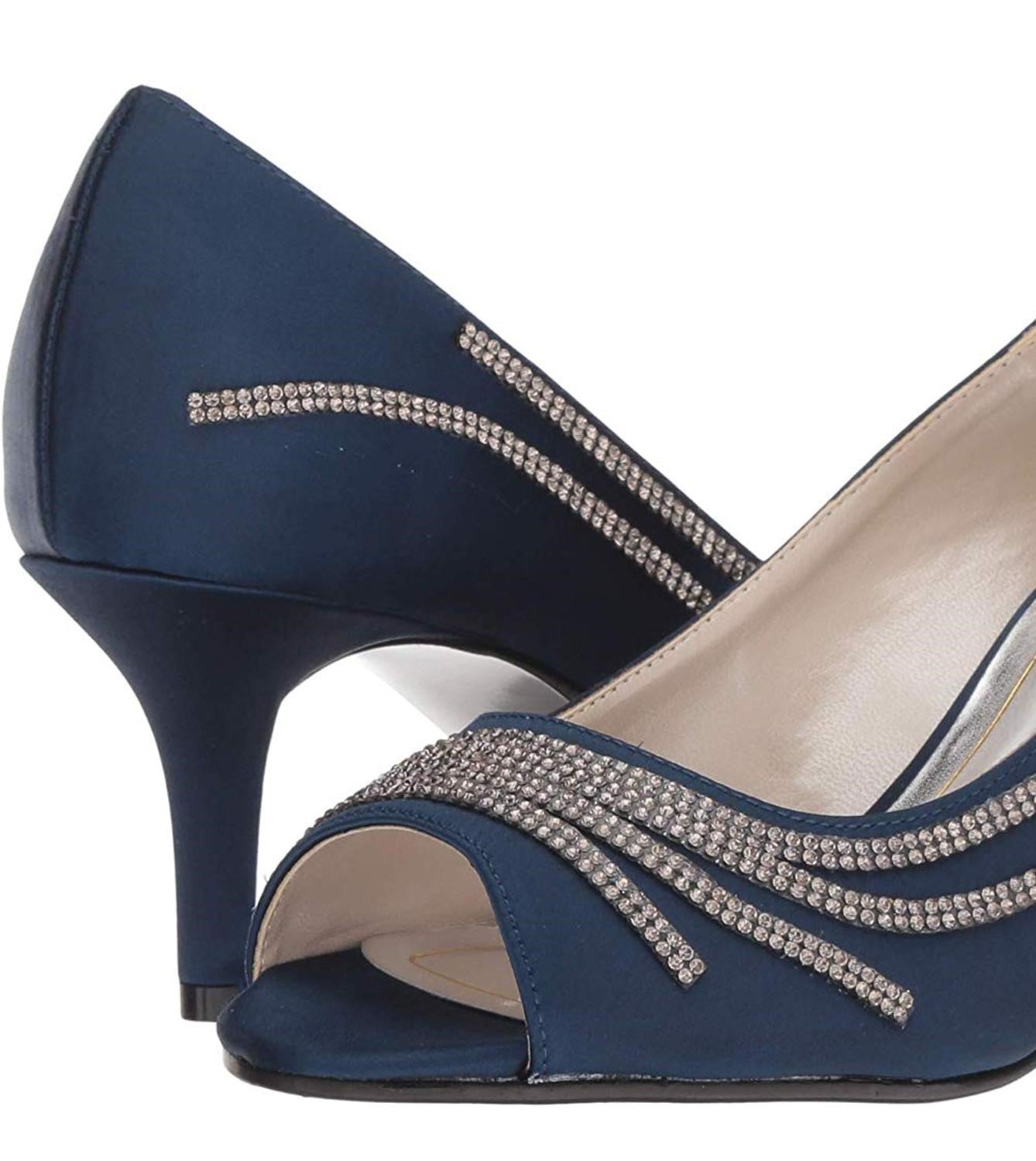 Caparros Women's Oz Peep Toe Classic Pumps Blue Size 6.5 M