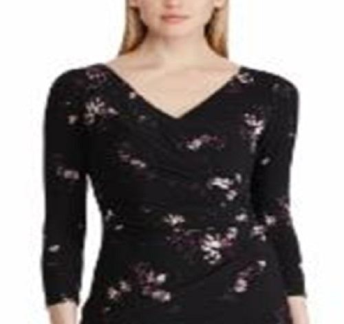 Ralph Lauren Women's 3/4 Sleeve Wrap Dress Party Dress Black Size 6 Petite