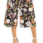 INC International Concepts Women's Pocketed Floral Wide Leg Pants Black Size 14