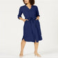 Alfani Women's 3/4 Sleeve Belted Shirtdress Blue Size 4 Petite