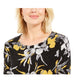 JM Collection Women's Printed Jacquard Top Black Size Petite Small