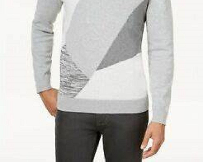 Alfani Men's Angled Colorblocked Pullover Sweater Gray Size X-Large