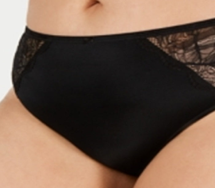 INC International Concepts Women's Intimates Lace Trim Solid Everyday Thong Black Size 2X