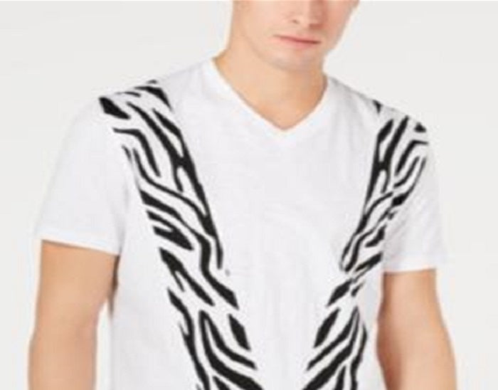 INC International Concepts Men's Pieced Zebra T-Shirt White Size Small
