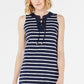 Charter Club Women's Lace Neck Striped Above the Knee Sheath Dress Blue Size Large
