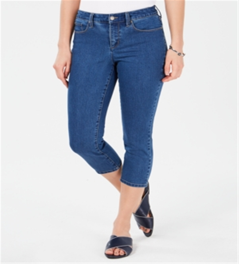 Charter Club Women's Tummy Control Bristol Capri Jeans Blue Size 10