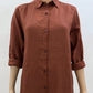 INC International Concepts Women's Vertical Stripe Button up Shirt Brown Size M