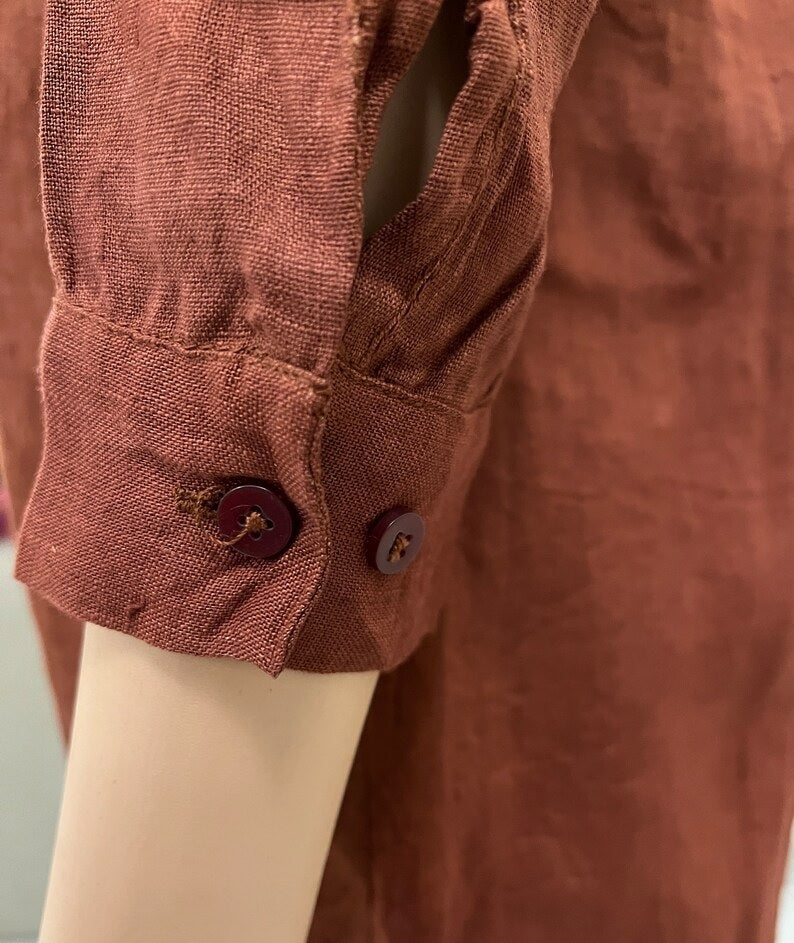 INC International Concepts Women's Vertical Stripe Button up Shirt Brown Size M