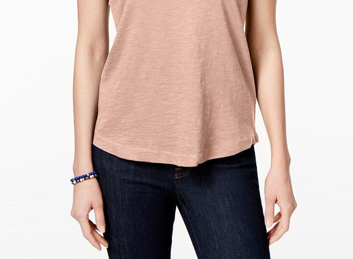 स्टाइल एंड को वी नेक पॉकेट टी-शर्ट पीली साइज़ पेटीट एल (Style & Co Women's V Neck Pocket T-Shirt Yellow Size Petite L)