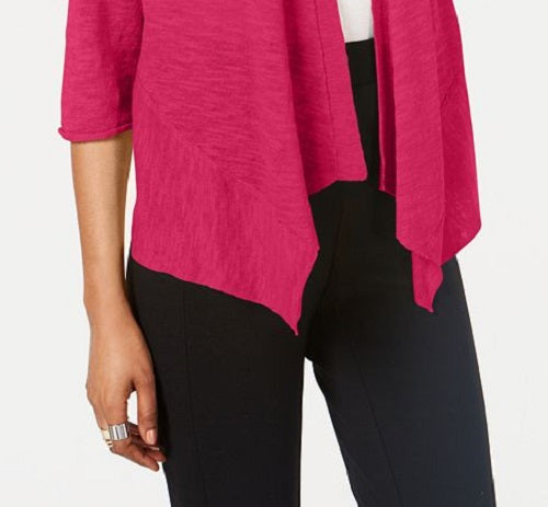 Alfani Women's Linen Open Front Cardigan Pink Size Petite Small