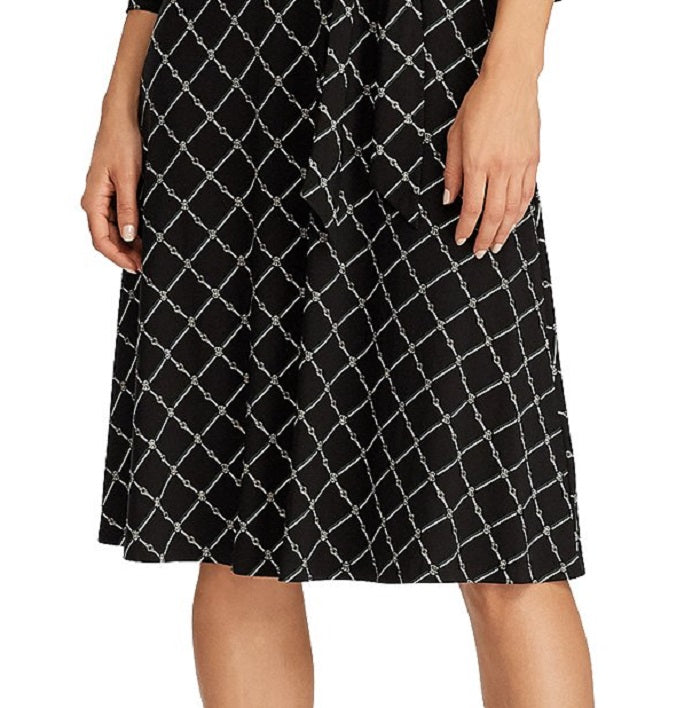 Ralph Lauren Women's Equestrian Keyhole a Line Dress Black Size 4 Petite