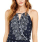 BCX Junior's Bandana Printed Surplice Romper Blue Size Large