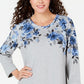 Karen Scott Women's Sport Floral Graphic Sweatshirt Gray Size XS