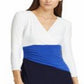Ralph Lauren Women's Color Block Short Sleeve Jewel Neck Above the Knee Body Con Dress Blue Size 2