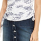 INC International Concepts Women's Cotton Printed Tie Hem Top White Size Petite Medium