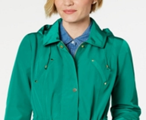 Charter Club Women's Water-Resistant Hooded Anorak Jacket Green Size XS