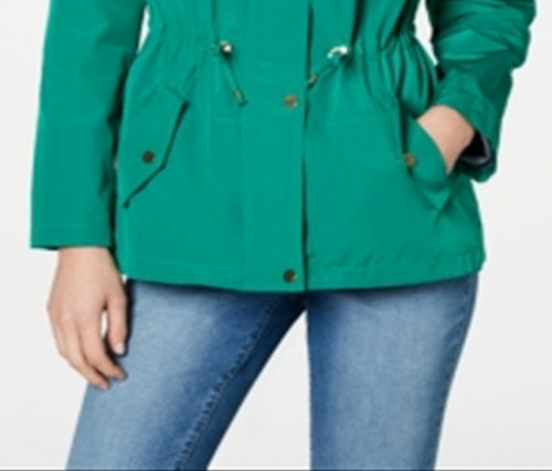 Charter Club Women's Water-Resistant Hooded Anorak Jacket Green Size XS