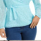 Charter Club Women's Clip Dot Wrap Top Blue Size Small