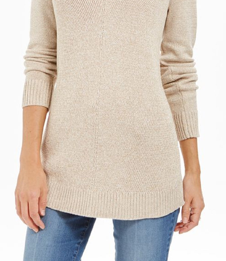 Charter Club Women's Marled V Neck Sweater Brown Size Petite XL