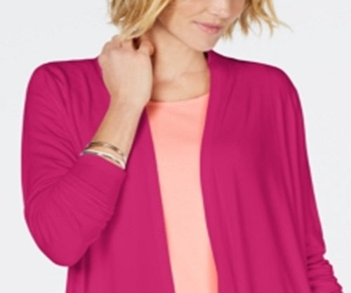 Karen Scott Women's Draped Open-Front Cardigan Pink Size M