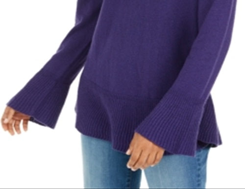 Style & Co Women's Ruffle Hem Knit Sweater Purple Size XX-Large