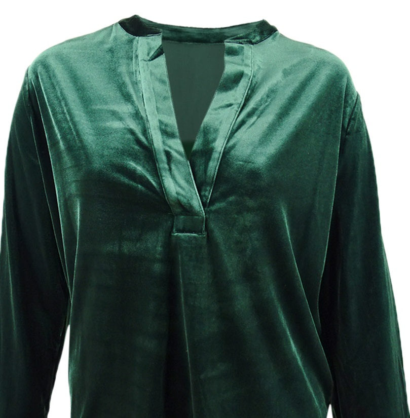Ralph Lauren Women's Plus Size Stretch Velvet Blouse Green Size 1X